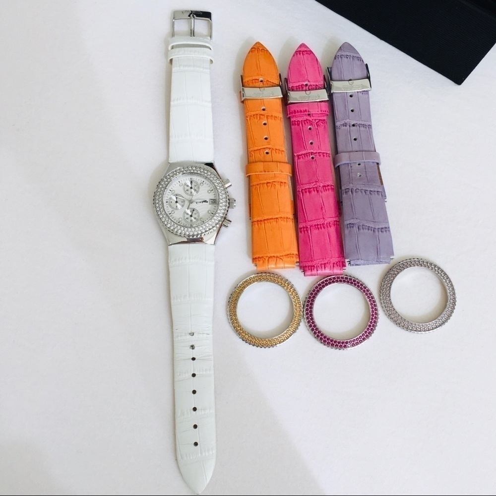 Folli Follie Interchangeable Leather Wrist Watch Crystal Bezels